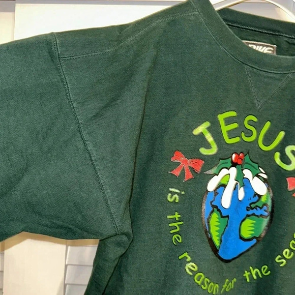 Rare Vintage BIKE brand Christmas holiday religious jesus sweater sweatshirt LG - Picture 8 of 10